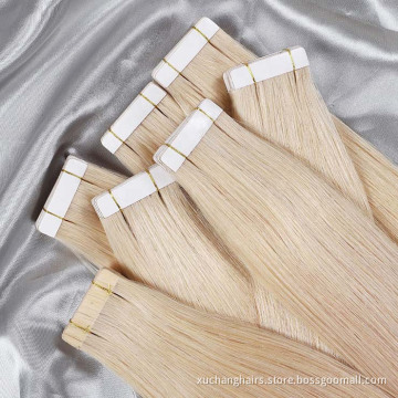 russian hair tape extension thick vendors cuticle aligned virgin natural hair extension human wholesale remy tape hair extension